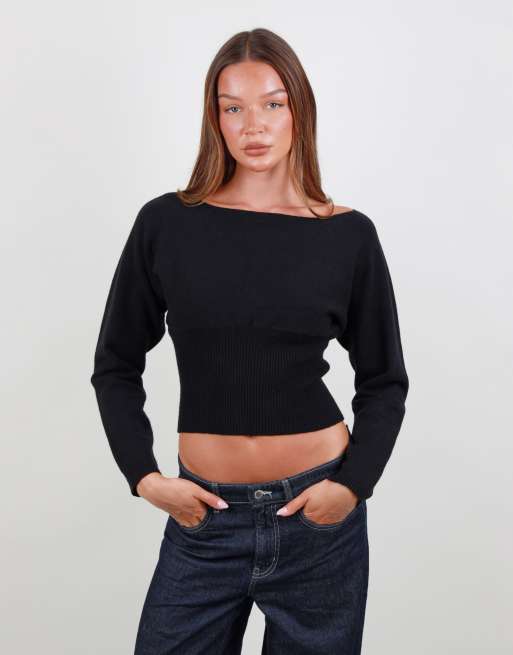Simmi London Boat neck knit top in black, 2 of 4