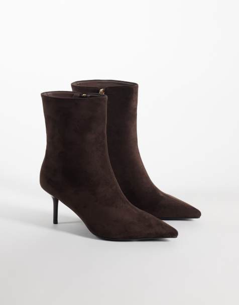 Simmi London - Botines de tobillo de punta ancha Ember en marrón de antelina sintética - view 1