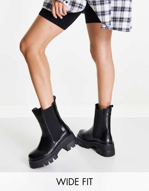 Simmi London - Bottines chunky pointure large en PU - Noir