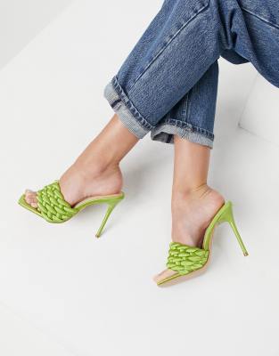 simmi shoes - Simmi London – Brandy – Mules mit Flechtoptik in Olivgrün