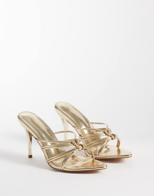 Simmi London Brii strappy heeled mule sandals in gold metallic, 2 of 4