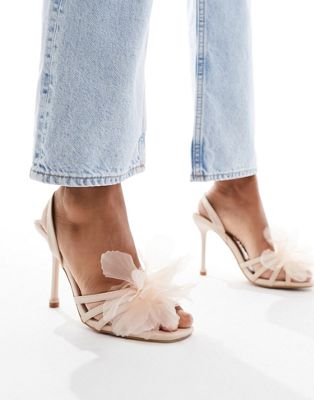Simmi London Brixley heeled sandal with flower corsage in blush