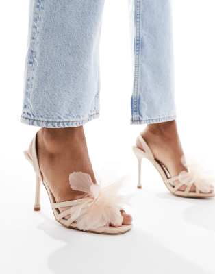 SIMMI Shoes Simmi London Brixley heeled sandal with flower corsage in blush-Pink