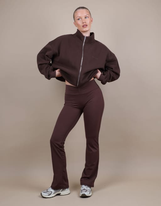 Simmi London Bronte zip through funnel neck sweatshirt in brown, 2 of 4