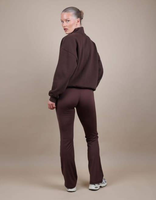 Simmi London Bronte zip through funnel neck sweatshirt in brown, 4 of 4