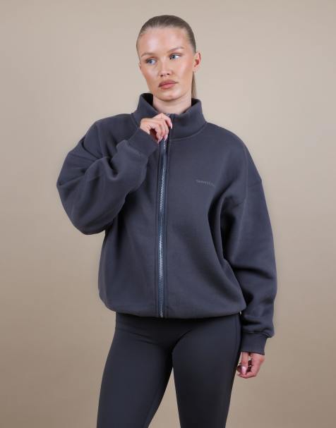 Simmi London Bronte zip through funnel neck sweatshirt in dark grey - view 1