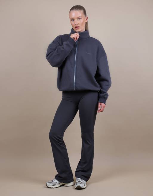 Simmi London Bronte zip through funnel neck sweatshirt in dark grey, 2 of 4