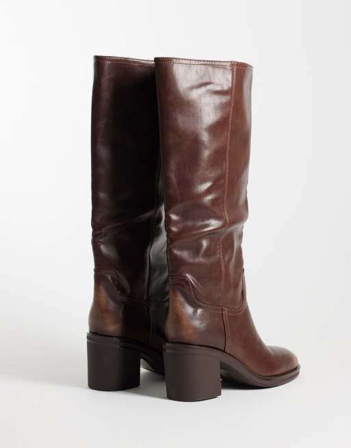 Simmi London Bryce bottes montantes à talons en brun vieilli, 3 de 5