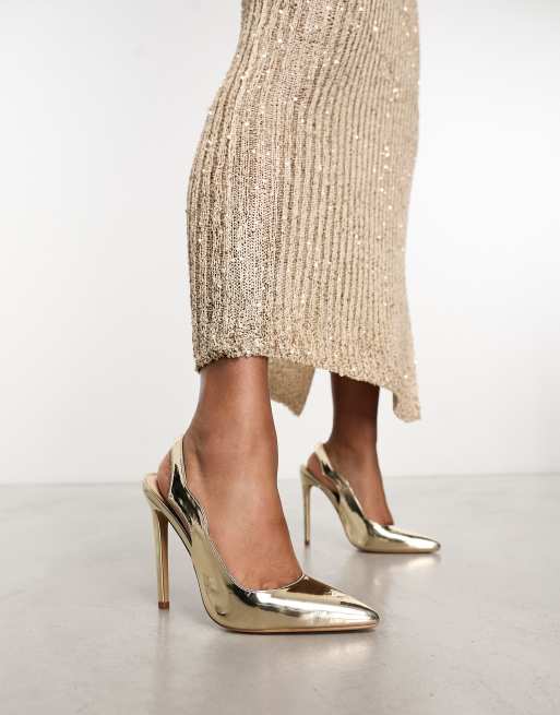 SIMMI London Caeley Scarpe d collet color oro con cinturino