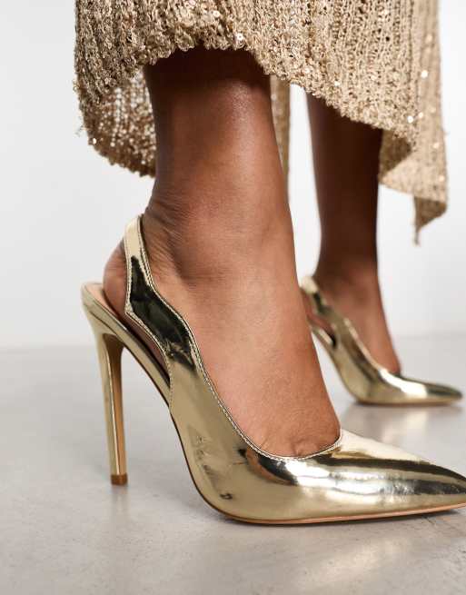 SIMMI London Caeley Scarpe d collet color oro con cinturino