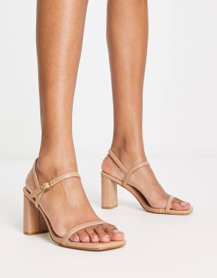 Simmi London Calista block heel sandals in beige-Neutral