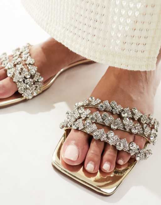Simmi London - Capri - Versierde platte sandalen met brede pasvorm in goud, 2 van 4