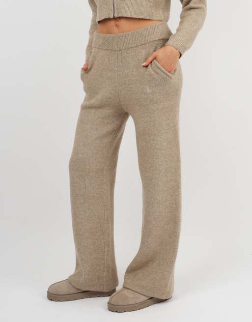 Simmi London Caris knitted wide leg trouser in light brown, 2 of 4