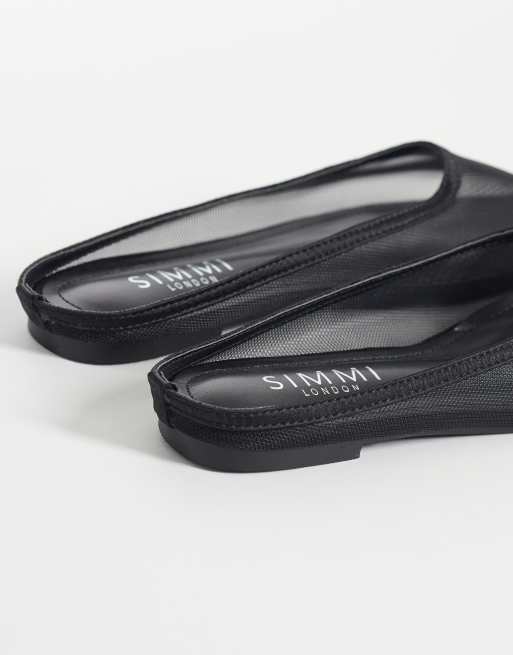 Simmi London – Carly – Svarta mules i mesh, 4 av 4