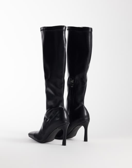 Simmi London Casey bottes chaussette à talon hauteur genou noires, 4 de 4