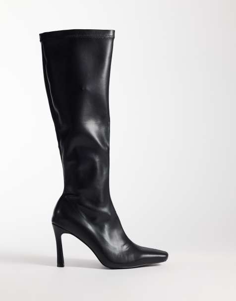 Simmi London Casey knähöga sockboots med klack i svart - view 1