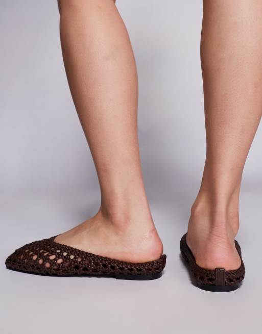 SIMMI London - Cassius - Mules plates tressées en PU - Chocolat      , 3 de 4