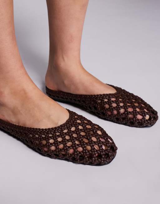 SIMMI London - Cassius - Mules plates tressées en PU - Chocolat      , 4 de 4