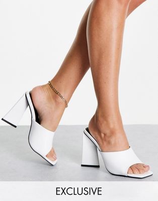 Simmi London Cecilia mules with structured heel in white PU - ASOS Price Checker