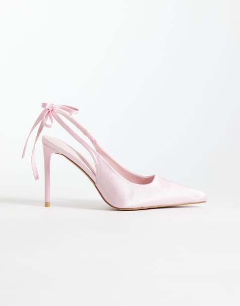 SIMMI London - Celina - Chaussures à talon et bride arrière en satin à nœud - Rose - view 1