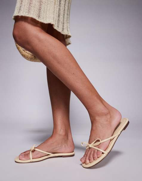SIMMI London - Char - Lysegule og flade sandaler med sløjfedetaljer - view 1