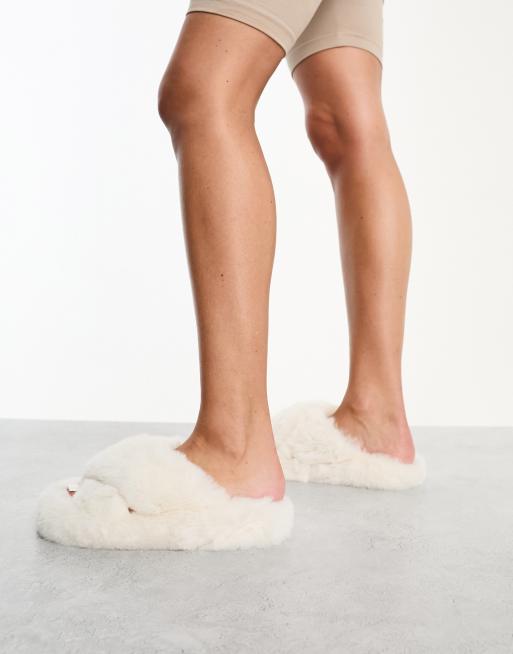 SIMMI London - Chaussons duveteux à brides croisées - Crème, 2 de 4