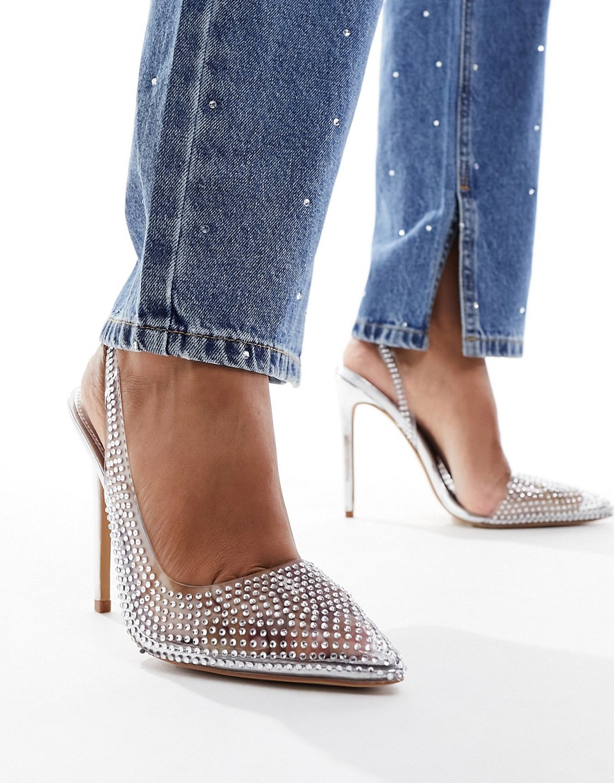 Simmi London Chita heeled shoe with embellishment in clear