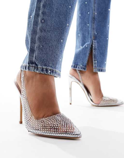 Simmi London Chita heeled shoe with embellishment in clear ASOS