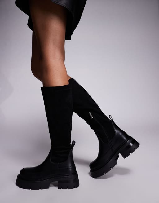 Simmi London Chorley knee boots with chunky sole in black