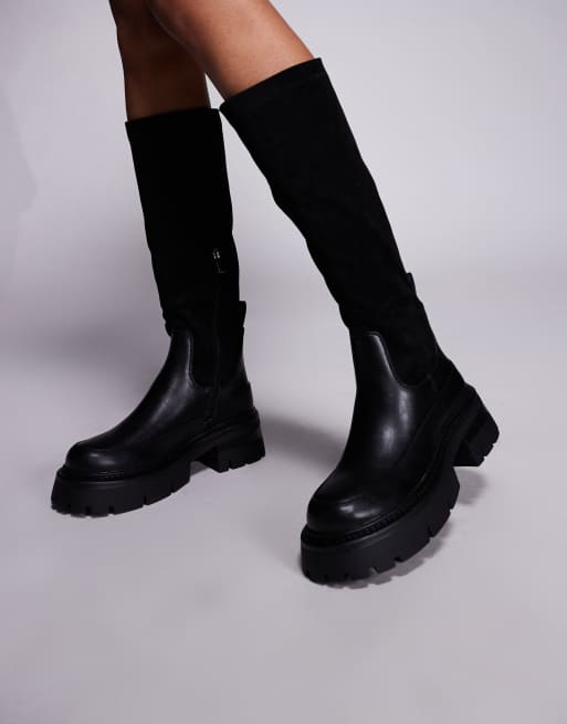Simmi London Chorley Wide Fit knee boots with chunky sole in black, 4 of 4