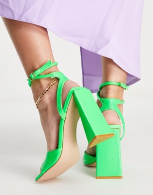 Simmi Shoes Simmi London Chriselle Square Toe Heeled Sandals In Green