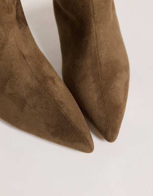 Simmi London Cimarron classic pointed knee boots in brown sudette , 3 of 4