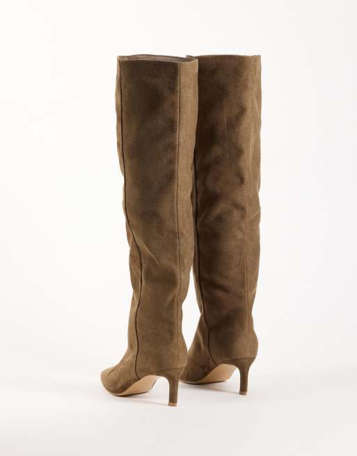 Simmi London Cimarron classic pointed knee boots in brown sudette , 4 of 4