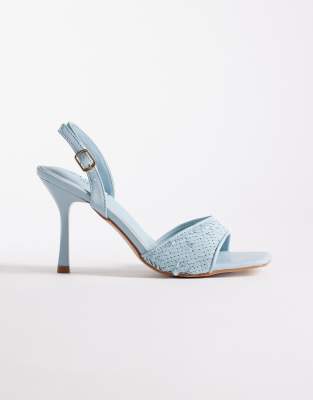 Simmi Shoes Simmi London Cindy Heeled Sandals With Sequins In Blue