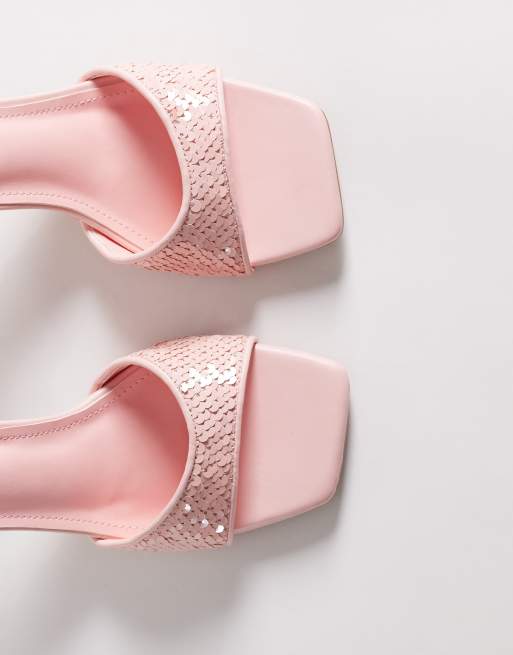 Simmi London Cindy heeled sandals with sequins in pink, 2 of 4