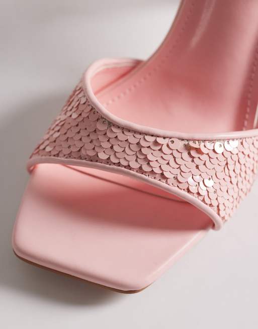 Simmi London Cindy heeled sandals with sequins in pink, 4 of 4
