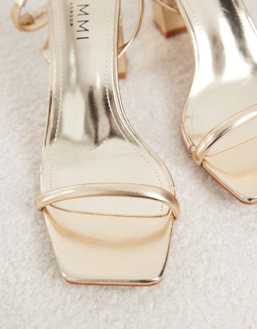 Simmi London Citra block heeled sandals in gold, 2 of 4