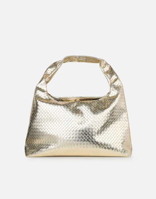 Simmi London Clementine shoulder bag in gold woven, 2 of 6