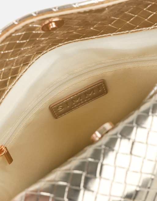 Simmi London Clementine shoulder bag in gold woven, 4 of 6