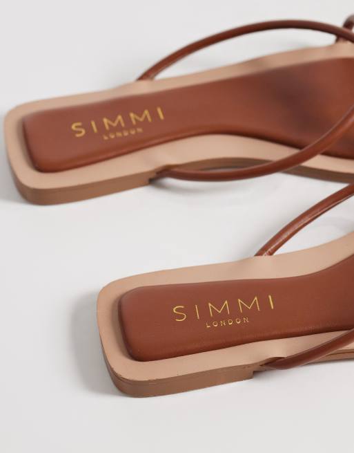 SIMMI London – Cola – Ljusbruna, platta sandaler med knutar och bred passform, 4 av 4