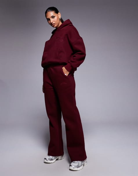 Simmi London Colby varsity flared joggers in cranberry - view 1