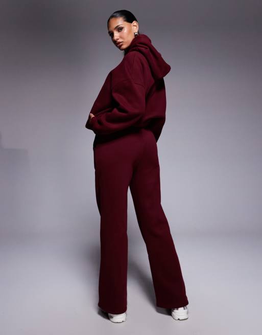 Simmi London Colby varsity flared joggers in cranberry