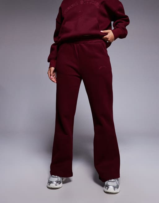 Simmi London Colby varsity flared joggers in cranberry