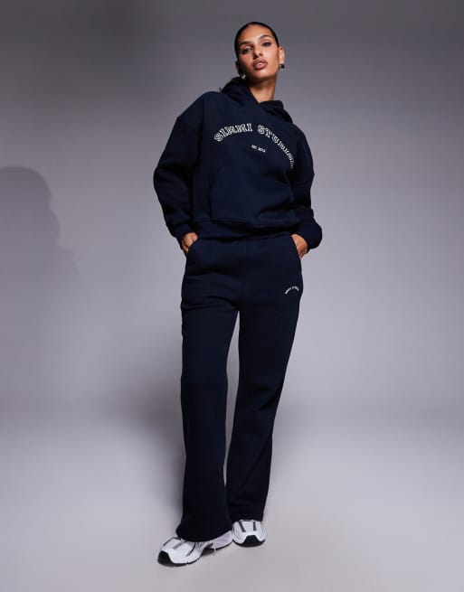 Simmi London Colby varsity flared joggers in oxford blue