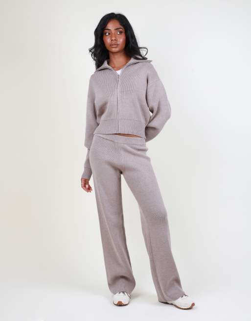 Simmi London Collared knit zip up sweater in mocha, 2 of 4