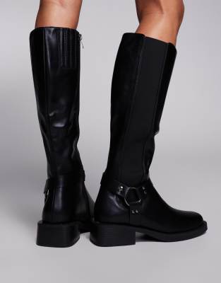 SIMMI Shoes Simmi London Collins Buckle Knee Boot in Black