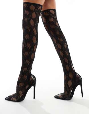 Simmi Shoes Simmi London Conny Over-the-knee Lace Boots In Black