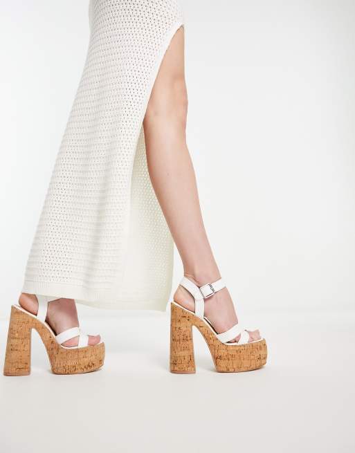 White shop cork heels