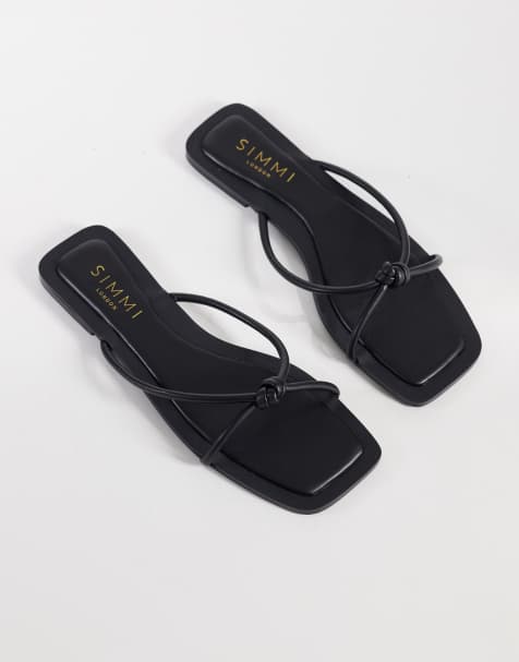 SIMMI London – Cosmina – Flache Sandalen in Schwarz mit Zierknoten - view 1