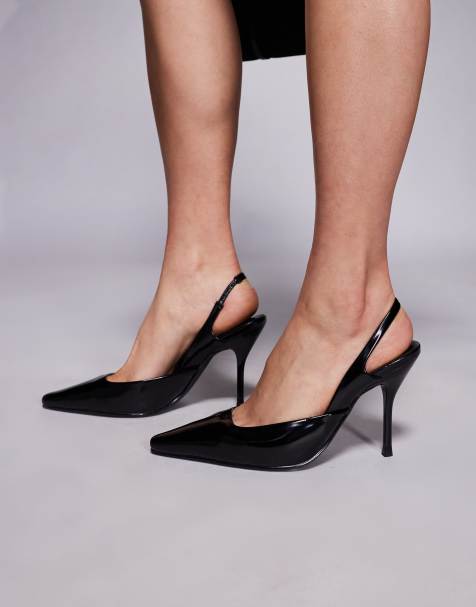 Simmi London Darcia pointed slingback heeled shoes in black - view 1